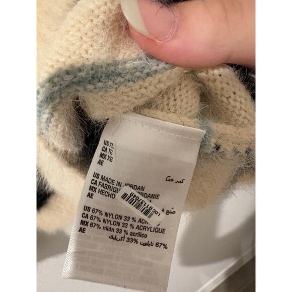 Mode Of Ones Mens Cozy Cream and Blue Striped Sweater Size XL - Picture 5 of 5